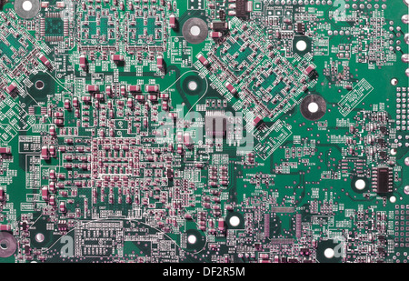 elektrische Leiterplatte grün Kupfer schwarz Nahaufnahme