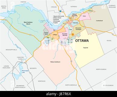 Kanada politische Karte mit Hauptstadt Ottawa, Landesgrenzen, wichtige