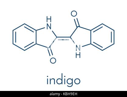 IndigotinindigoFarbstoffMolekül. Verwendet, um Farbe Baumwolle in
