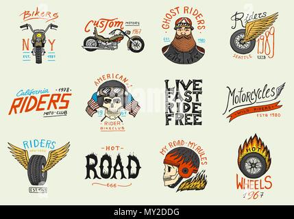 Motorr Der Und Biker Club Vorlagen Vintage Custom Sch Del Embleme