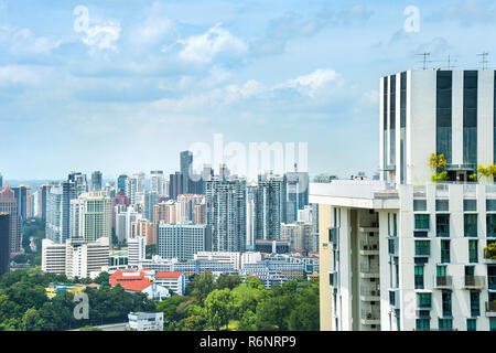 Singapur Skyline Der Stadt Wolkenkratzer Luftaufnahme Von Oben