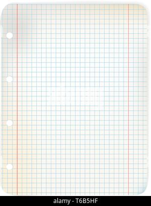 Leere Vintage Kariertes Papier Blatt Vector Hintergrund Stock