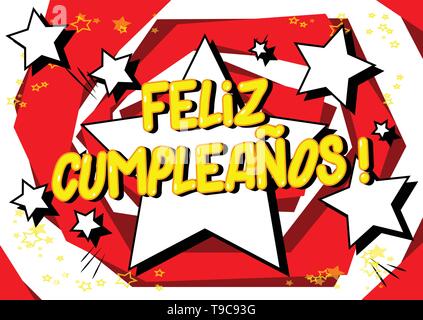 Feliz Cumpleanos Happy Birthday In Spanisch Vektor Illustrierte