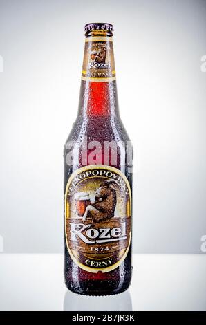 Cerveza Velkopovicky Kozel Aislada Sobre Fondo Blanco La Cerveza Kozel