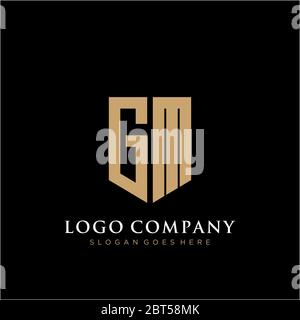 Elementos de plantilla de diseño de iconos con logotipo de la letra GM