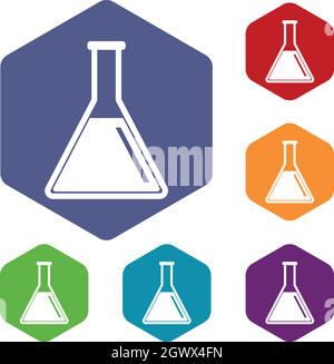 Matraz Erlenmeyer Icono Firmar Un Conjunto De Nueve Etiquetas De