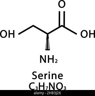 Estructura química serina Ilustración vectorial dibujada a mano Imagen