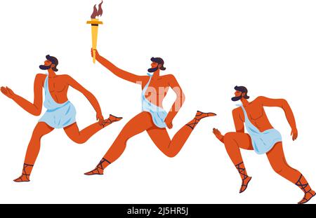 Hombre Corriendo Con Deporte Antorcha Icono Vectorial Aislado Sobre