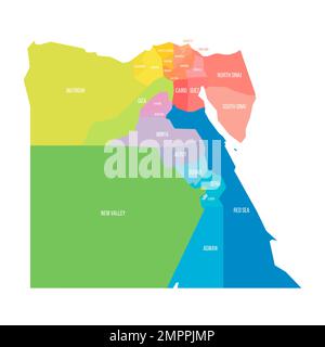 Egipto Mapa político de las divisiones administrativas gobernaciones