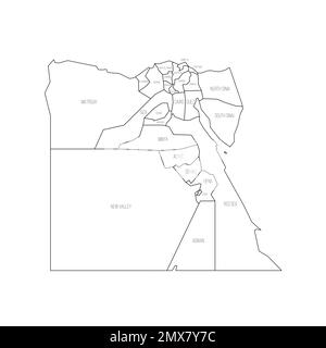 Egipto Mapa político de las divisiones administrativas gobernaciones