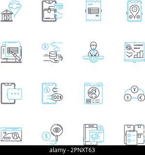 Conjunto De Iconos Lineales Del Banco Mercantil Finanzas Inversiones