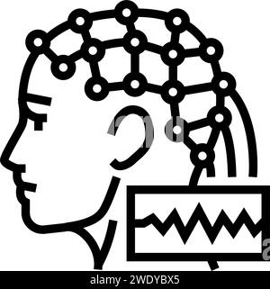 eeg monitorización neurociencia línea de neurología icono ilustración