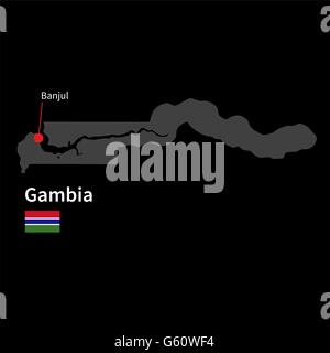 Mapa de Gambia y la ubicación en el mapa de África Ilustración