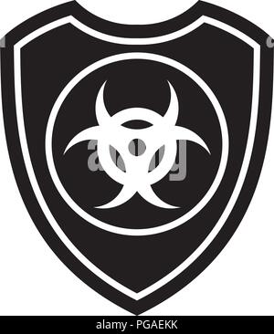 Icono de escudo con un signo de biohazard Símbolo de protección contra