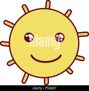 Lindo Sol Con Ojos Y Sonrisa El Sol De Kawaii Sonriente Cara En Estilo