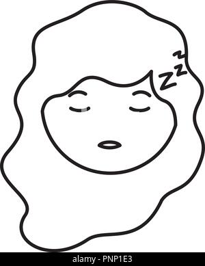 Cartoon Cabeza Mujer Dormida Kawaii Personaje Imagen Vector De Stock