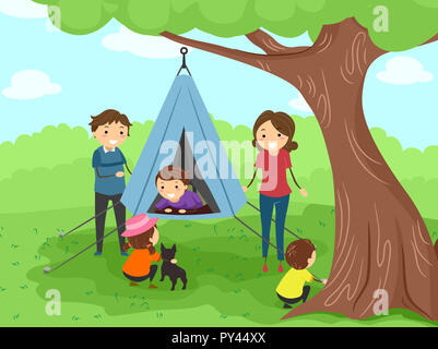 Ilustración de Stickman familia jugando en el barro Fotografía de stock