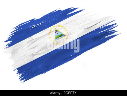 Pincel bandera de Nicaragua aislado sobre fondo blanco Fotografía de