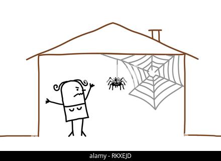 Dibujo a mano alzada y dibujos animados de araña para halloween web