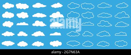 Dessin Anim T L Vision Ensemble De Nuages Blanc Isol Sur Fond Bleu