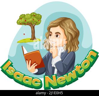 Portrait D Isaac Newton Dans Une Illustration De Style Dessin Anim