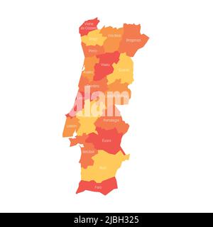 Portugal Carte Administrative Des Districts Image Vectorielle Stock