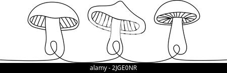 Ensemble de dessin continu Mushroom à une ligne Illustration d un jeu