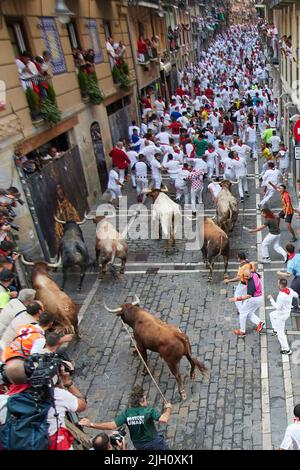 Huiti Me Jour De Fonctionnement Des Taureaux Au Festival De San Fermin