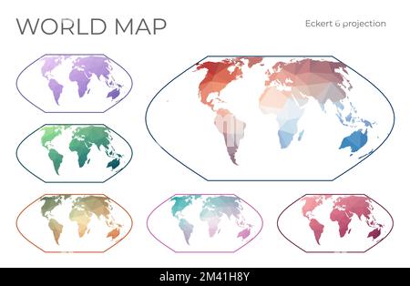 Carte Du Monde Projection Eckert 4 Carte Polygonale Du Monde Sur Fond