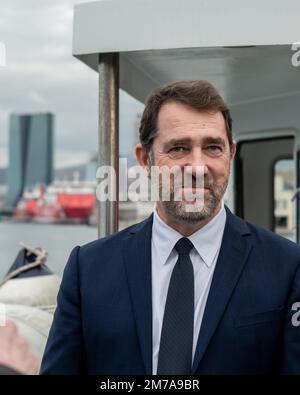 Christophe Castaner Vu Lors D Une Visite En Bateau Du Port Commercial