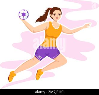 Handball Illustration D Un Joueur Touchant Le Ballon Avec Sa Main Et De