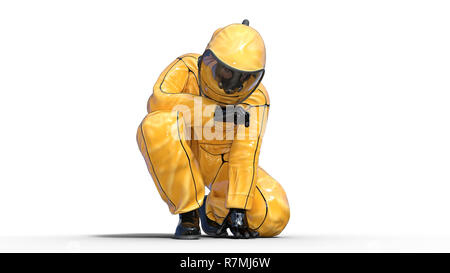 Homme Portant Un Costume De Protection Des Droits De L Pointage Hazmat