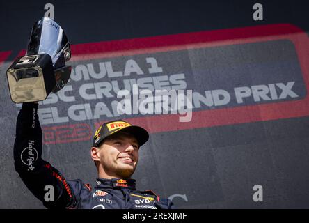 Spa Max Verstappen Red Bull Racing Sul Podio Dopo Aver Vinto Il