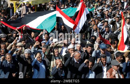 Sanaa Sanaa Yemen 10 Gennaio 2024 I Manifestanti Prendono Parte A