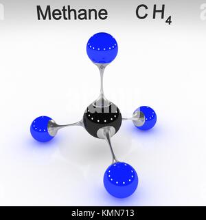 3D Rendering Della Struttura Molecolare Del Metano Isolate Su Sfondo