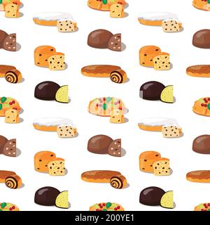 Various breads flat vector collection. Cartoon loafs, French baguettes, croissant, buns, ciabatta, bagel, cakes illustration set. Pastry, bakery produ Stock Vector