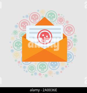 email spam virus infection concept vector illustration Stock Vector