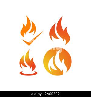 set of fire flames vector logo design icons elements Stock Vector