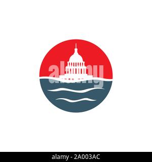 simple water and capitol building vector logo design Stock Vector