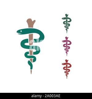 Medical Health Caduceus symbol Asclepius's snake and Wand icon Stock Vector