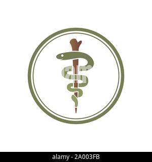 Medical Health Caduceus symbol Asclepius's snake and Wand icon Stock Vector