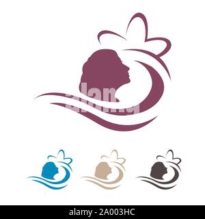 silhouette of beauty flower and woman vector logo design element Stock Vector
