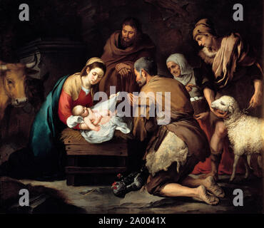 The Adoration of the Shepherds - Bartolome Esteban Murillo, circa 1650 Stock Photo