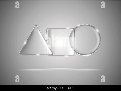 Glass geometric triangle, square and circle Stock Vector