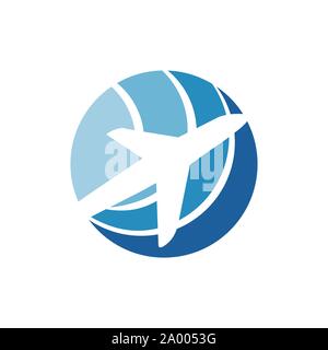 travel globe and airplane logo vector icon illustrations Stock Vector
