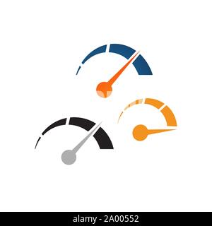 creative gauge speedometer speed logo design vector element Stock Vector