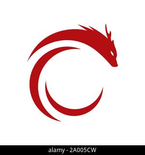 simple stylish red flat dragon logo design vector symbol Illustration Stock Vector