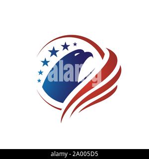 us flag american eagle head logo vector design concept illustrations Stock Vector