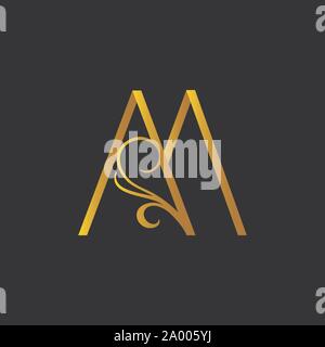 Luxury gold Letter M logo design vector illustration Stock Vector