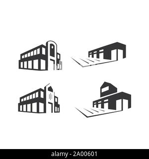 simple black silhouette shopping mall building vector flat isolated vector illustration Stock Vector